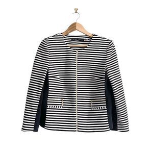 Ivanka Trump Women's Blazer Jacker Stripes Black White Full Zip Small